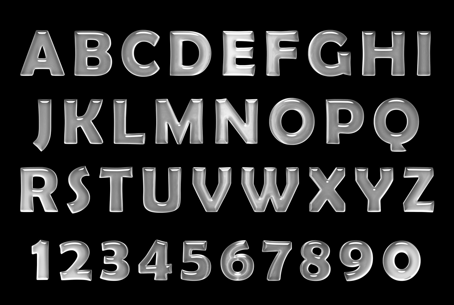 silver font. Metal alphabet. chrome font